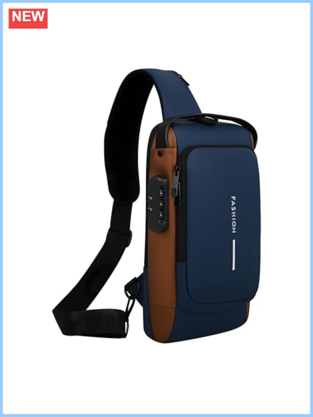 Unisex Anti-Theft Sling Bag USB Port Water-Resistant Crossbody for Travel Work